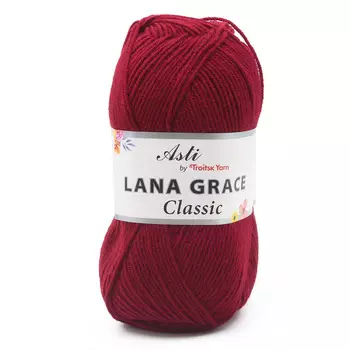 Пряжа из Троицка 'Lana Grace Classic' 100гр. 300м. (25% мериносовая шерсть, 75% акрил супер софт) (0025 вишня)