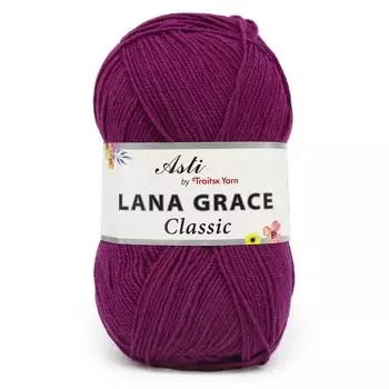 Пряжа из Троицка 'Lana Grace Classic' 100гр. 300м. (25% мериносовая шерсть, 75% акрил супер софт) (1643 яркая сирень)