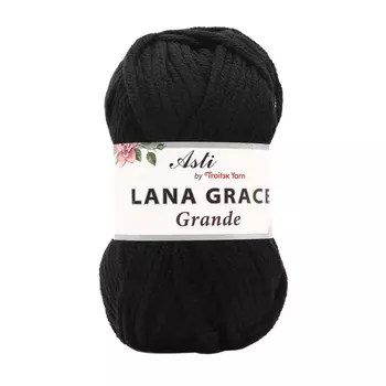 Пряжа из Троицка 'Lana Grace Grande' 100гр. 65м. (25% мериносовая шерсть, 75% акрил супер софт ) (0140 черный)