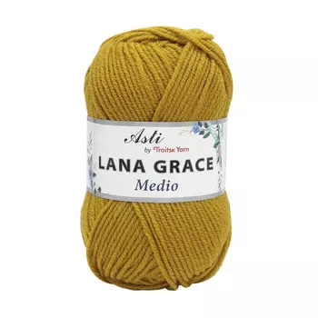 Пряжа из Троицка 'Lana Grace Medio' 100гр. 170м. (25% мериносовая шерсть, 75% акрил супер софт) (1268 горчица)