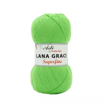 Пряжа из Троицка 'Lana Grace Superfine' 100гр. 610м. (25% мериносовая шерсть, 75% акрил супер софт) (3298 яркий салат)