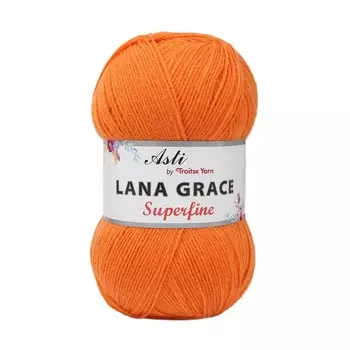 Пряжа из Троицка 'Lana Grace Superfine' 100гр. 610м. (25% мериносовая шерсть, 75% акрил супер софт) (2410 апельсин)