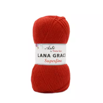 Пряжа из Троицка 'Lana Grace Superfine' 100гр. 610м. (25% мериносовая шерсть, 75% акрил супер софт) (0042 красный)