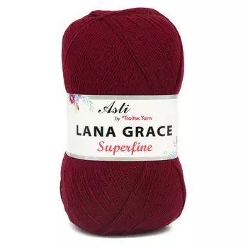 Пряжа из Троицка 'Lana Grace Superfine' 100гр. 610м. (25% мериносовая шерсть, 75% акрил супер софт) (0025 вишня)