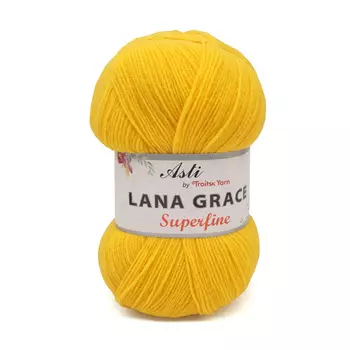 Пряжа из Троицка 'Lana Grace Superfine' 100гр. 610м. (25% мериносовая шерсть, 75% акрил супер софт) (0123 холодный желтый)