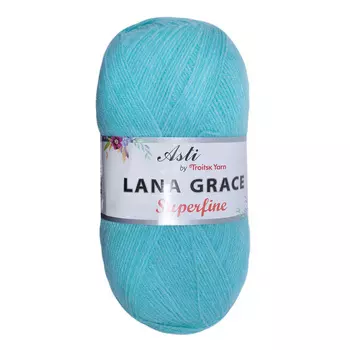 Пряжа из Троицка 'Lana Grace Superfine' 100гр. 610м. (25% мериносовая шерсть, 75% акрил супер софт) (0840 айсберг)