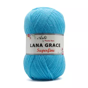 Пряжа из Троицка 'Lana Grace Superfine' 100гр. 610м. (25% мериносовая шерсть, 75% акрил супер софт) (0300 светло-голубой)