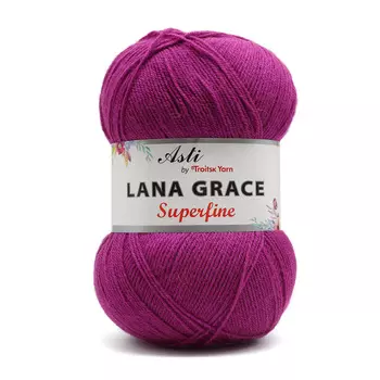 Пряжа из Троицка 'Lana Grace Superfine' 100гр. 610м. (25% мериносовая шерсть, 75% акрил супер софт) (1643 яркая сирень)