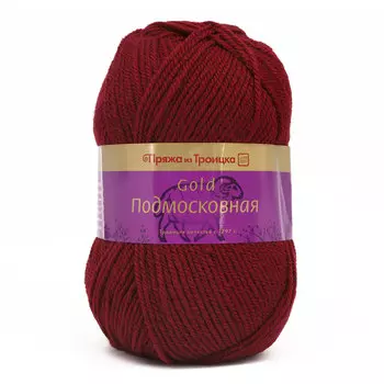 Пряжа из Троицка 'Подмосковная GOLD' 100гр. 250м. (50%шерсть, 50%акрил) (0025 вишня)