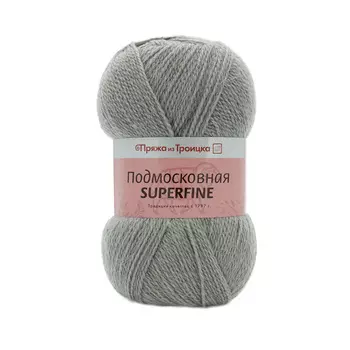 Пряжа из Троицка 'Подмосковная Superfine' 100гр. 460м. (50% шерсть, 50% акрил ) (0439 серый)