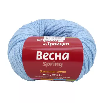 Пряжа из Троицка 'Весна' 50гр. 90м (50% мериносовая шерсть, 25% альпака, 25% натуральный шёлк) (2820 воздушно-голубой)