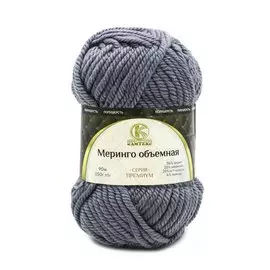 Пряжа Камтекс 'Меринго объемная' 150гр. 90м. (20% меринос, 20% полутонкая шерсть, 56% акрил, 4% лайкра) (169 серый)