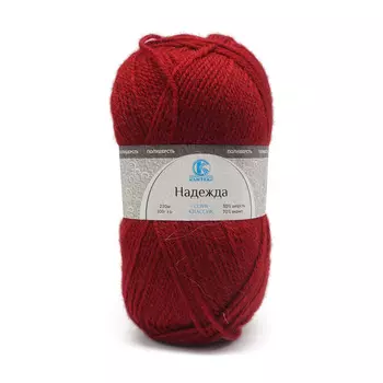 Пряжа Камтекс 'Надежда' 100гр. 220м. (30% шерсть, 70% акрил) (091 вишня)