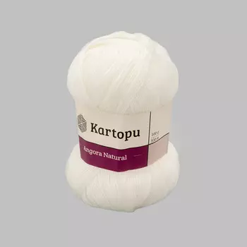 Пряжа KARTOPU 'Angora Natural' 100г 530м (10% шерсть, 10% мохер, 80% акрил) (К010 белый)