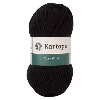 Пряжа KARTOPU 'Cozy Wool' 100г 110м (25% шерсть, 75% акрил) (K940 черный)