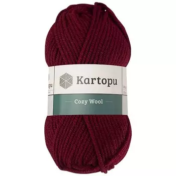 Пряжа KARTOPU 'Cozy Wool' 100г 110м (25% шерсть, 75% акрил) (K110 бордовый)