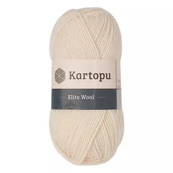 Пряжа KARTOPU 'Elite wool' 100г 220м (49% шерсть, 51% акрил) (К025 молочный)