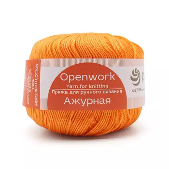 Пряжа Пехорка 'Ажурная' (100%мерсеризованный хлопок) (485-Жёлтооранжевый)