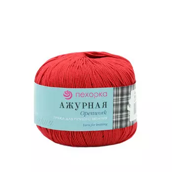 Пряжа Пехорка 'Ажурная' (100%мерсеризованный хлопок) (88 красный мак)