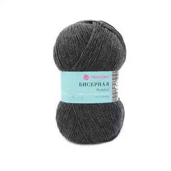 Пряжа Пехорка 'Бисерная' 100гр., 450м. (100% высокообъёмный акрил) (96 серый меланж)