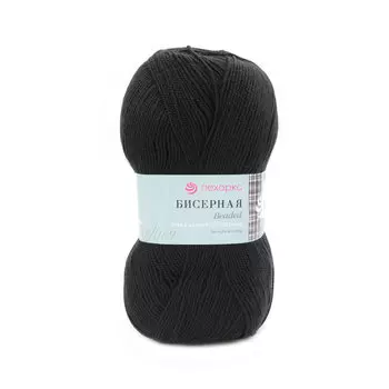 Пряжа Пехорка 'Бисерная' 100гр., 450м. (100% высокообъёмный акрил) (02 черный)
