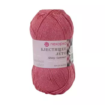 Пряжа Пехорка 'Блестящее лето' (95%мерс. хлопок, 5%метанит) (21-Брусника)