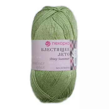 Пряжа Пехорка 'Блестящее лето' (95%мерс. хлопок, 5%метанит) (09 зеленое яблоко)