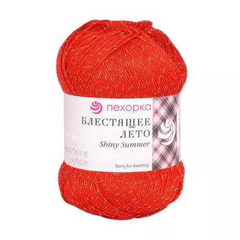 Пряжа Пехорка 'Блестящее лето' (95%мерс. хлопок, 5%метанит) (06-Красный)