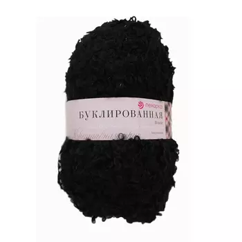Пряжа Пехорка 'Буклированная' 200 гр., 220 м., упак./5 шт. (30% мохер, 20% шерсть, 50% акрил высокообъемный) (02 черный)