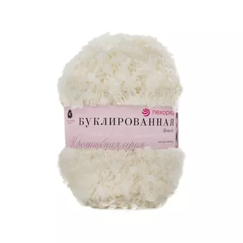 Пряжа Пехорка 'Буклированная' 200 гр., 220 м., упак./5 шт. (30% мохер, 20% шерсть, 50% акрил высокообъемный) (01 белый)