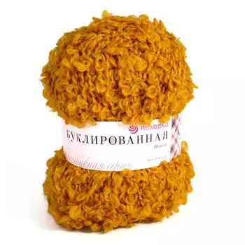 Пряжа Пехорка 'Буклированная' 200 гр., 220 м., упак./5 шт. (30% мохер, 20% шерсть, 50% акрил высокообъемный) (447-Горчица)