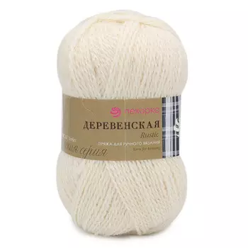 Пряжа Пехорка 'Деревенская' (100%шерсть) (01 белый)