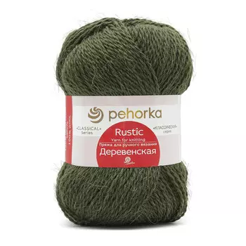 Пряжа Пехорка 'Деревенская' (100%шерсть) (13-Темно оливковый)