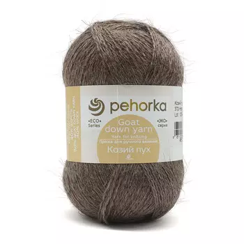 Пряжа Пехорка 'Козий пух' 50гр, 400м (60% козий пух, 40%шерсть) (372 натур.т.серый)