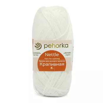 Пряжа Пехорка 'Крапивная' 50гр. 250м.(100% крапива) (01 белый)