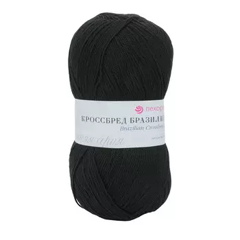 Пряжа Пехорка 'Кроссбред Бразилии' (50%шерсть мериносовая, 50%акрил) (02-Черный)