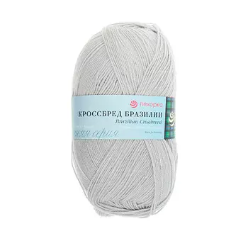 Пряжа Пехорка 'Кроссбред Бразилии' (50%шерсть мериносовая, 50%акрил) (08-Св.Серый)