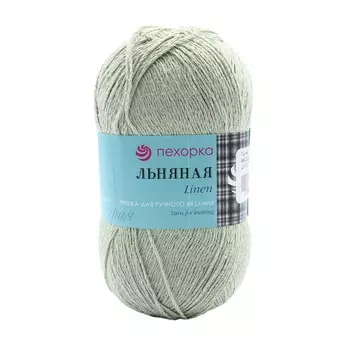 Пряжа Пехорка 'Льняная' 100гр. 330м. (лен 55%, 45% хлопок) (494 св. хаки)