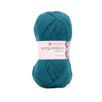Пряжа Пехорка 'Мерцающая' 100гр. 430м. (96% акрил высокообъемный, 4% метанит) (14 морская волна)