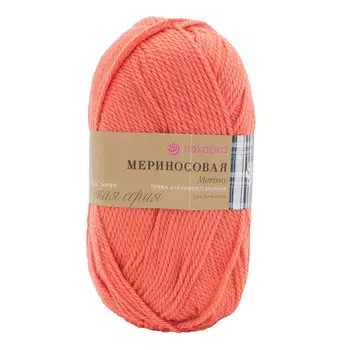 Пряжа Пехорка 'Мериносовая' (50%шерсть, 50%акрил) (396 настурция)