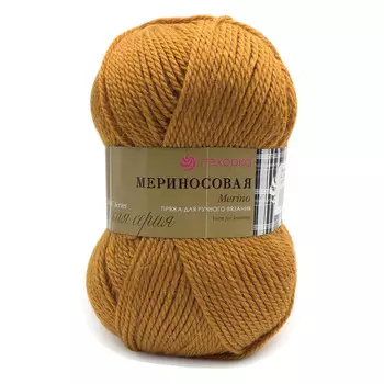 Пряжа Пехорка 'Мериносовая' (50%шерсть, 50%акрил) (447-горчица)