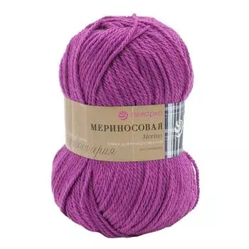 Пряжа Пехорка 'Мериносовая' (50%шерсть, 50%акрил) (40 цикламен)