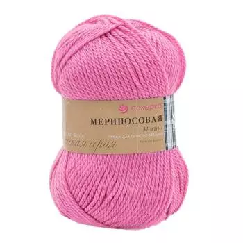 Пряжа Пехорка 'Мериносовая' (50%шерсть, 50%акрил) (49 фуксия)