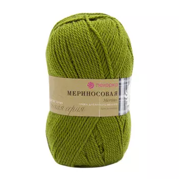 Пряжа Пехорка 'Мериносовая' (50%шерсть, 50%акрил) (252-Зеленый горошек)
