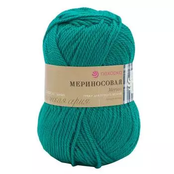 Пряжа Пехорка 'Мериносовая' (50%шерсть, 50%акрил) (511-зеленка)