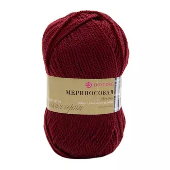 Пряжа Пехорка 'Мериносовая' (50%шерсть, 50%акрил) (07 бордо)