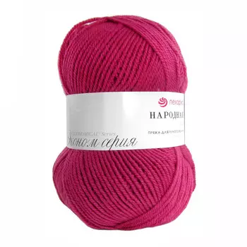 Пряжа Пехорка 'Народная' 100гр. 220м.(30%шерсть, 70%акрил высокообъемный) (439-Малиновый)