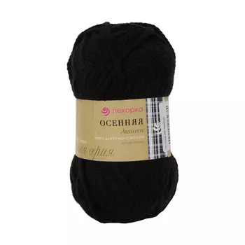 Пряжа Пехорка 'Осенняя' 200гр. 150м. (25% шерсть, 75% акрил) (02-Черный)