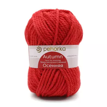Пряжа Пехорка 'Осенняя' 200гр. 150м. (25% шерсть, 75% акрил) (88-Красный мак)