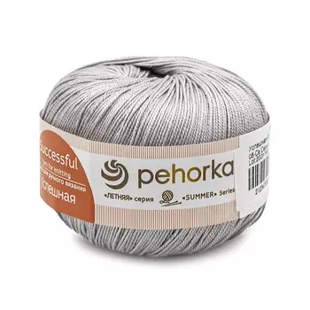 Пряжа Пехорка 'Успешная' 50гр. 220м. (100% мерс. хлопок) (08 св.серый)